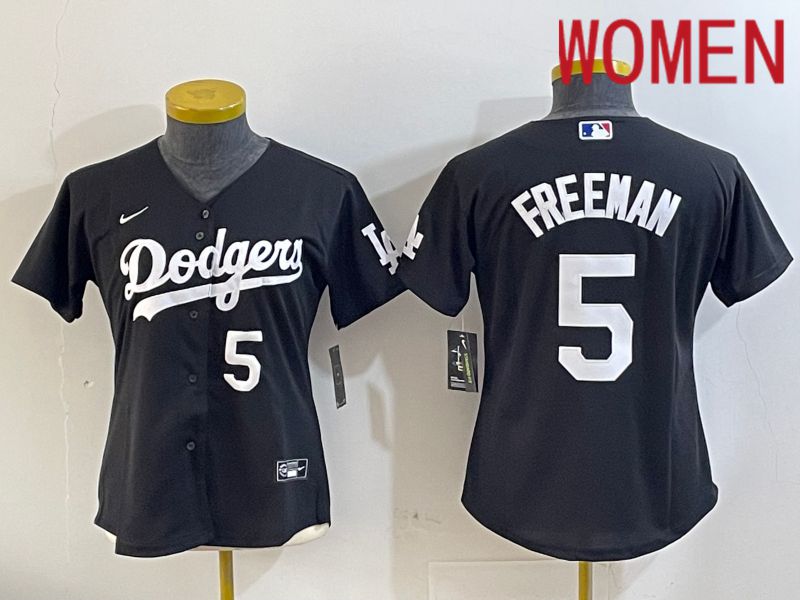 Women Los Angeles Dodgers #5 Freeman Black Game 2024 Nike MLB Jersey style 11212->women mlb jersey->Women Jersey